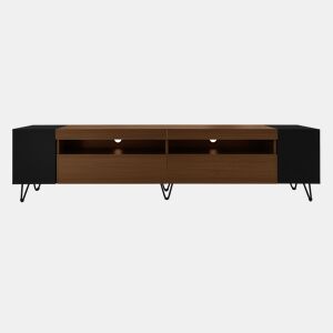 Móvel de TV moderno 180 cm - Design preto e madeira - Preto, Madeira