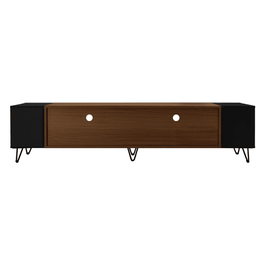 Móvel de TV moderno 180 cm - Design preto e madeira - Preto, Madeira