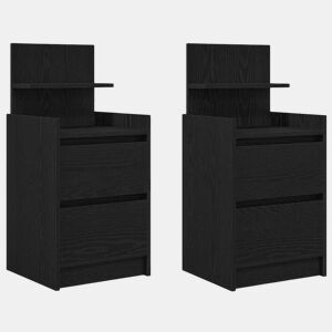 Lote de 2 Mesa De Cabeceira - Mesinha De Cabeceira com 2 gavetas 38x34x80 cm preto