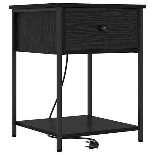 Mesa De Cabeceira - Mesinha De Cabeceira com gaveta Carvalho preto 42 x 41 x 56 cm