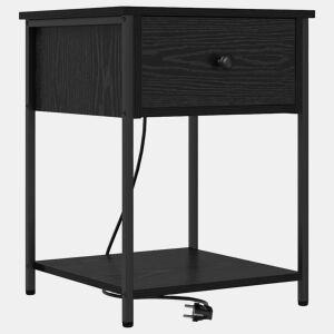 Mesa De Cabeceira - Mesinha De Cabeceira com gaveta Carvalho preto 42 x 41 x 56 cm