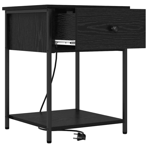 Mesa De Cabeceira - Mesinha De Cabeceira com gaveta Carvalho preto 42 x 41 x 56 cm