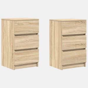 Lote de 2 Mesas De Cabeceira Mesinhas De Cabeceira - 3 gavetas 39x35x65cm carvalho sonoma