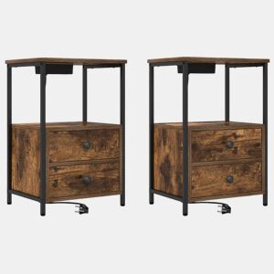 Lote de 2 Mesa De Cabeceira - Mesinha De Cabeceira com Estação de Carregamento com gaveta 2 pcs