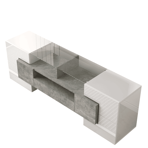 Móvel de TV 145 cm - Design moderno, superfície de vidro elegante, iluminação LED - Branco