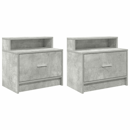 Lote de 2 Mesa De Cabeceira - Mesinha De Cabeceira com gaveta 51x31x47cm cinzento cimento