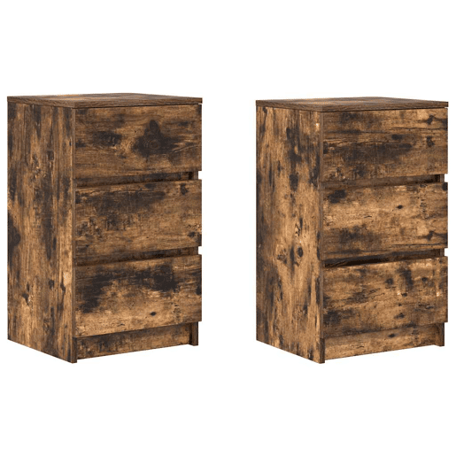 Lote de 2 Mesas De Cabeceira Mesinhas De Cabeceira - 3 gavetas 39x35x65cm carvalho fumado