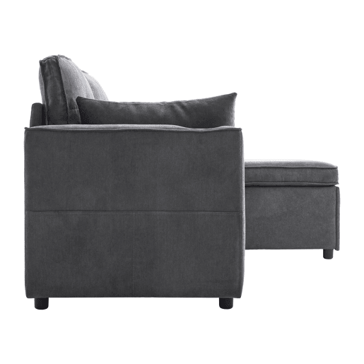 Sofá-cama em forma de L - Design moderno, sofá com arrumação e porta-copos - Cinza