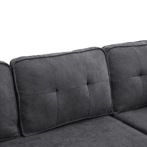 Sofá-cama em forma de L - Design moderno, sofá com arrumação e porta-copos - Cinza