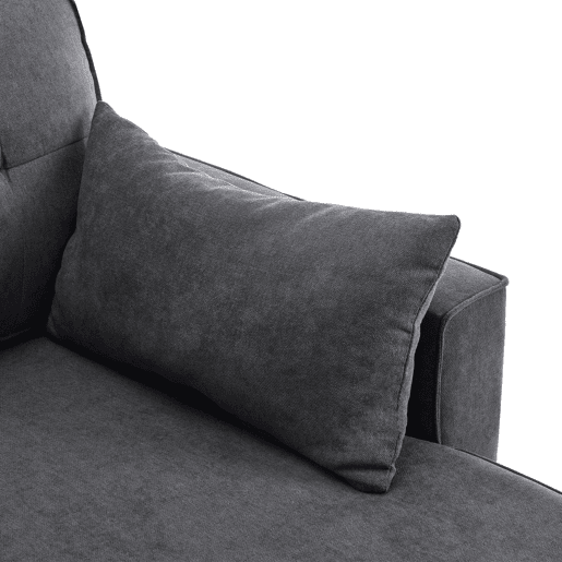 Sofá-cama em forma de L - Design moderno, sofá com arrumação e porta-copos - Cinza