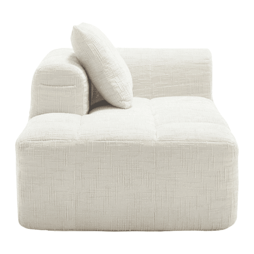 Sofá chaise longue confortável - sem montagem, macio com almofadas, bolsos laterais para comando remoto e telemóvel - Bege
