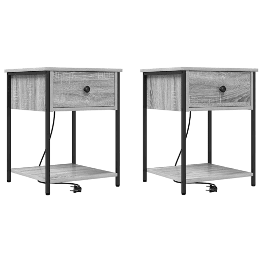 Lote de 2 Mesa De Cabeceira - Mesinha De Cabeceira Sonoma cinzento 42 x 41 x 56 cm