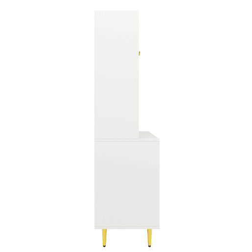 Armário de sala de jantar moderno 145x39x171 cm - Portas de vidro Chambray, prateleira para copos de vinho, armazenamento em camadas - Branco