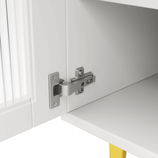 Armário de sala de jantar moderno 145x39x171 cm - Portas de vidro Chambray, prateleira para copos de vinho, armazenamento em camadas - Branco