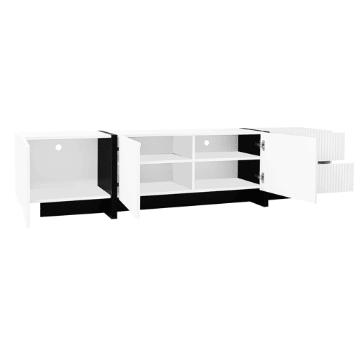 Móvel de TV 190 cm - 3 portas, 2 gavetas - Branco e Preto Móvel de TV 190 cm - 3 portas, 2 gavetas - Branco e Preto