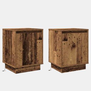 Lote de 2 Mesa De Cabeceira - Mesinha De Cabeceira Madeira antiga 39 x 34,5 x 50 cm
