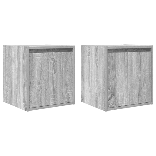 Lote de 2 Mesas De Cabeceira Mesinhas De Cabeceira - de parede 38x34x40 cm cinzento sonoma