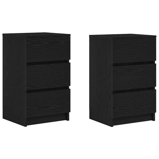 Lote de 2 Mesas De Cabeceira Mesinhas De Cabeceira - 3 gavetas 39x35x65cm preto