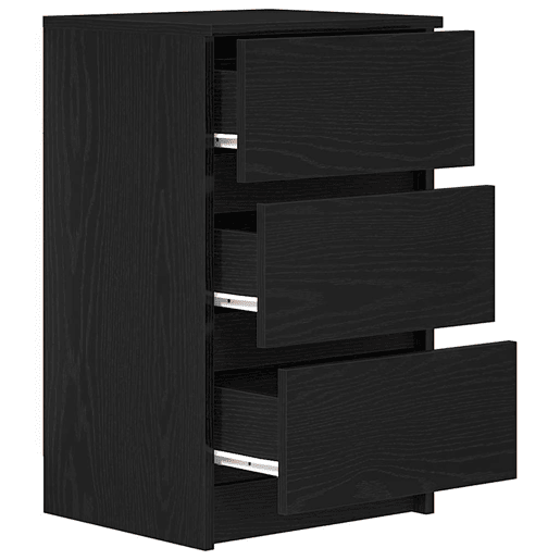 Lote de 2 Mesas De Cabeceira Mesinhas De Cabeceira - 3 gavetas 39x35x65cm preto