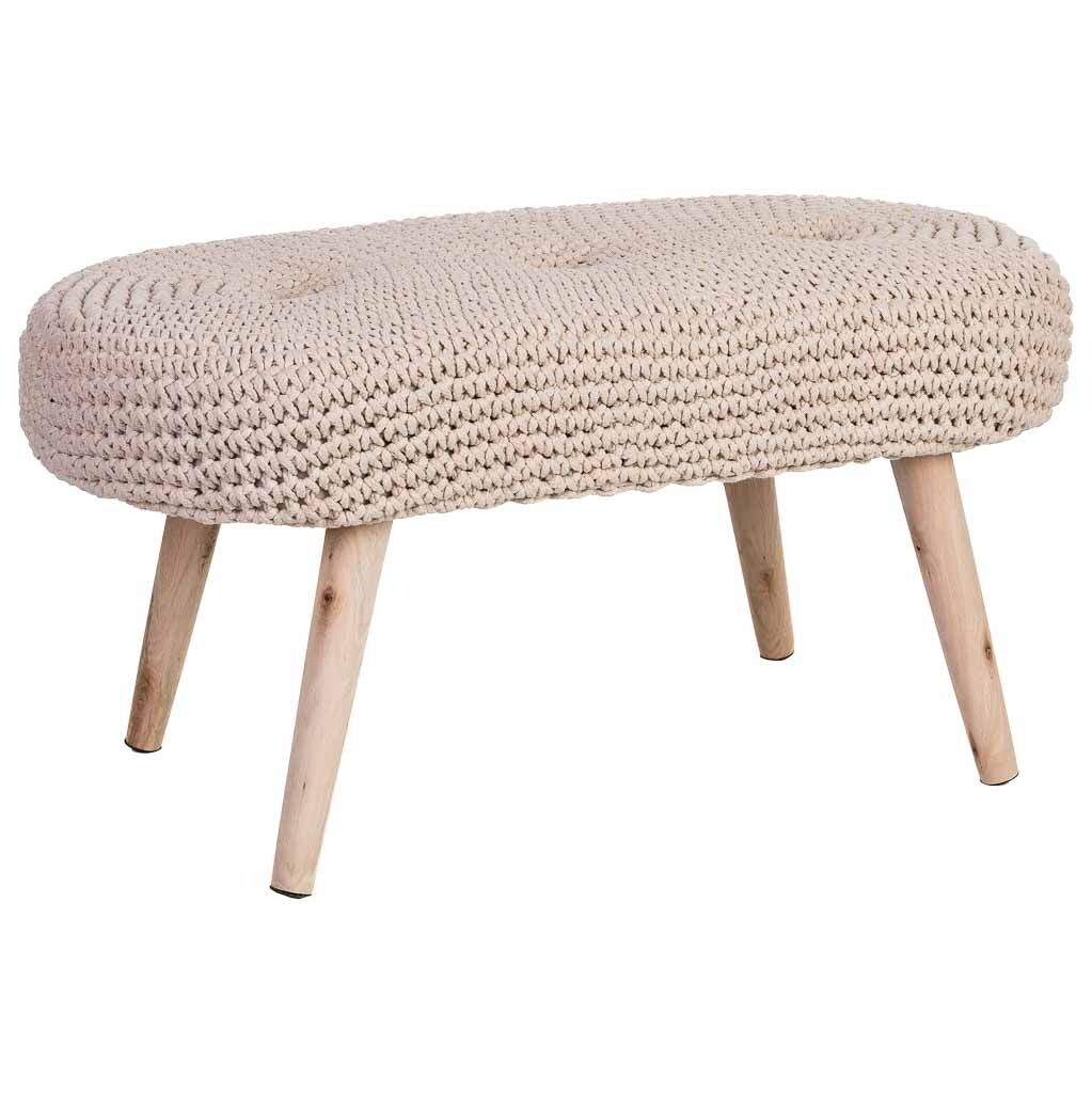 Banqueta de madera y algodón