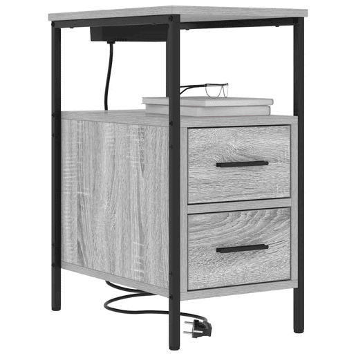 Lote de 2 Mesa De Cabeceira Mesinha De Cabeceira - Sonoma cinzento 30 x 48 x 61 cm