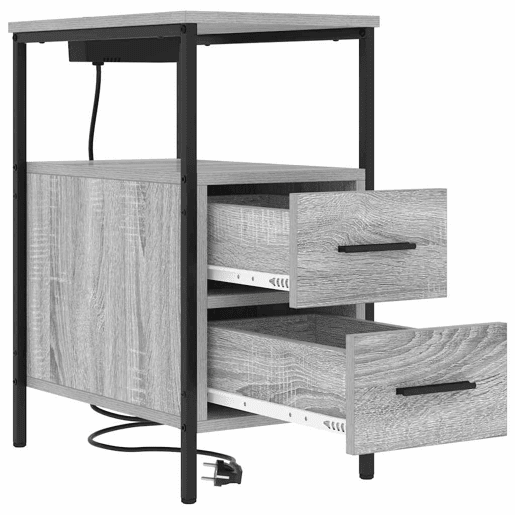 Lote de 2 Mesa De Cabeceira Mesinha De Cabeceira - Sonoma cinzento 30 x 48 x 61 cm