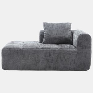 Sofá Chaise Longue - confortável, sem montagem, com almofada e bolsos laterais - Cinza