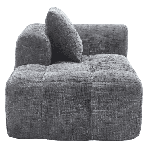 Sofá Chaise Longue - confortável, sem montagem, com almofada e bolsos laterais - Cinza
