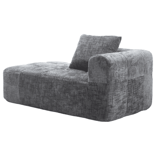 Sofá Chaise Longue - confortável, sem montagem, com almofada e bolsos laterais - Cinza
