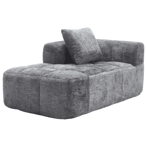 Sofá Chaise Longue - confortável, sem montagem, com almofada e bolsos laterais - Cinza