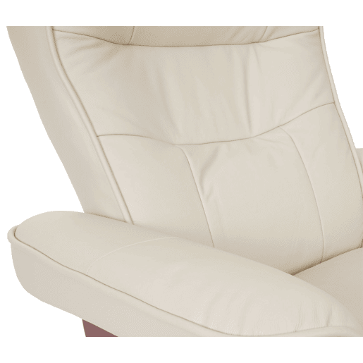 Poltrona relaxante cadeira giratória para TV com apoio para os pés couro genuíno creme estrutura de madeira cor mel 04_0007832