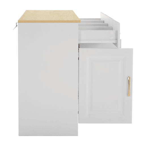 Aparador 140 cm - Com 4 gavetas e 4 portas tipo celeiro, estilo rústico moderno - Branco madeira