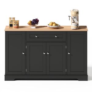 Buffet multifuncional 138 cm - Com gaveta, portas com prateleiras e prateleiras ajustáveis - Preto