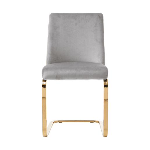 Cadeira de jantar Samt 2 unidades - Design com encosto em diamante, pernas metálicas douradas - Cinza