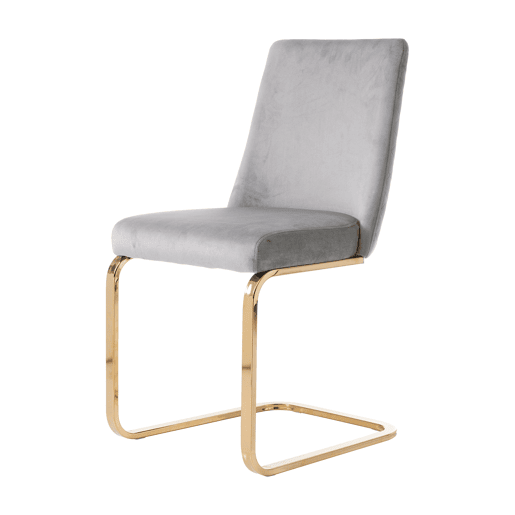 Cadeira de jantar Samt 2 unidades - Design com encosto em diamante, pernas metálicas douradas - Cinza