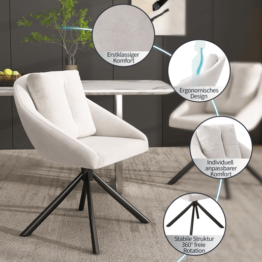Cadeira giratória moderna - ergonómica - bege