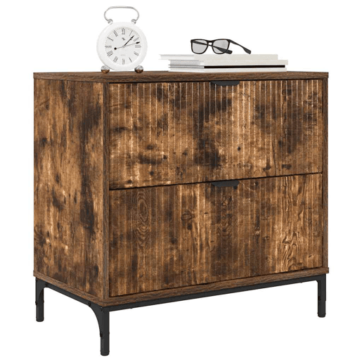 Mesa De Cabeceira - Mesinha De Cabeceira com gaveta Carvalho fumado 63.5 x 36 x 61 cm
