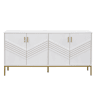 Aparador moderno - com 4 portas, prateleiras ajustáveis e grande capacidade, design elegante em MDF com pés metálicos - branco e dourado