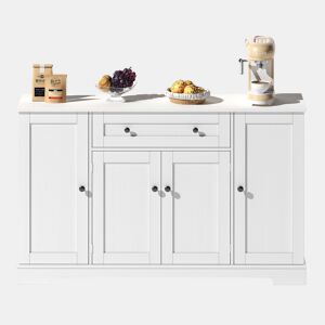 Buffet multifuncional 138 cm - Com gaveta, portas de prateleira e prateleiras ajustáveis - Branco