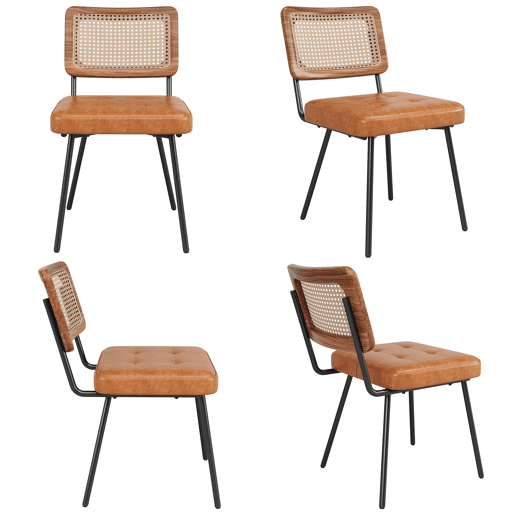Conjunto de 4 cadeiras de jantar - Cadeira ergonómica de luxo - Estilo retro - Castanho Conjunto de 4 cadeiras de jantar - Cadeira ergonómica de luxo - Estilo retro - Castanho