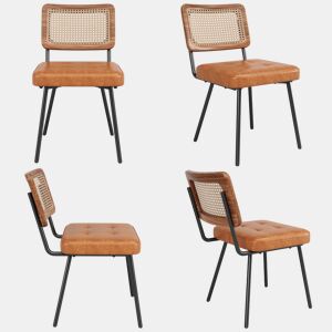 Conjunto de 4 cadeiras de jantar - Cadeira ergonómica de luxo - Estilo retro - Castanho