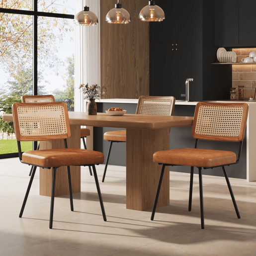 Conjunto de 4 cadeiras de jantar - Cadeira ergonómica de luxo - Estilo retro - Castanho Conjunto de 4 cadeiras de jantar - Cadeira ergonómica de luxo - Estilo retro - Castanho