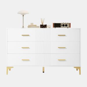 Cômoda 120x40x76 cm - Cômoda com 6 gavetas - Branca