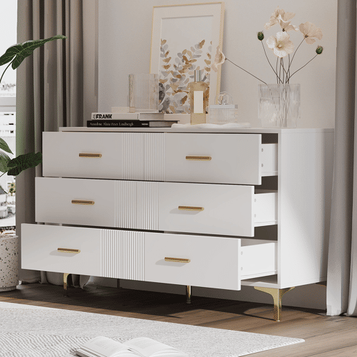 Cômoda 120x40x76 cm - Cômoda com 6 gavetas - Branca