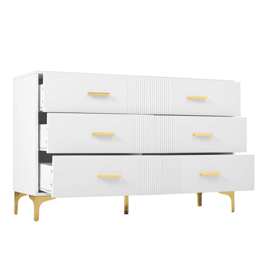 Cômoda 120x40x76 cm - Cômoda com 6 gavetas - Branca