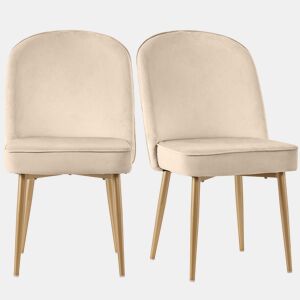 Cadeira de jantar 2 St - Cadeiras modernas em veludo bege com pernas metálicas douradas - Bege