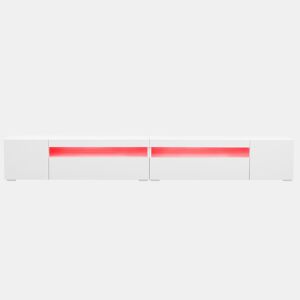 Móvel de TV 240 cm - Painel brilhante, iluminação LED variável - Branco