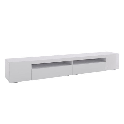 Móvel de TV 240 cm - Painel brilhante, iluminação LED variável - Branco