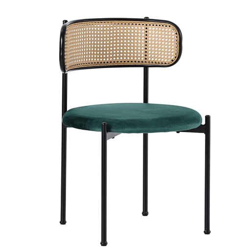 Cadeira de sala de jantar 4 unidades - Cadeira moderna com 4 pernas metálicas, cadeira de vime para sala de estar e quarto - Verde