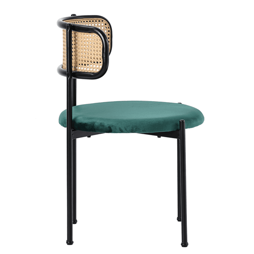 Cadeira de sala de jantar 4 unidades - Cadeira moderna com 4 pernas metálicas, cadeira de vime para sala de estar e quarto - Verde